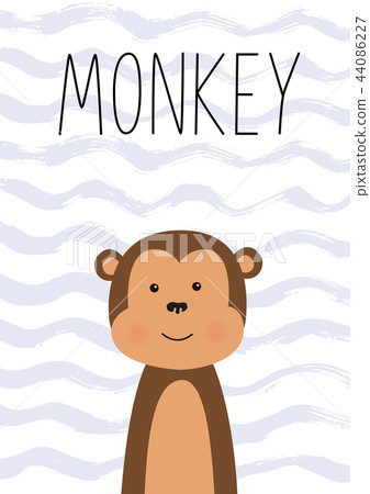 Cute monkey. Poster, card for kids. Vector illustration. Cute monkey. Poster, card for kids. Vector illustration. 44086227