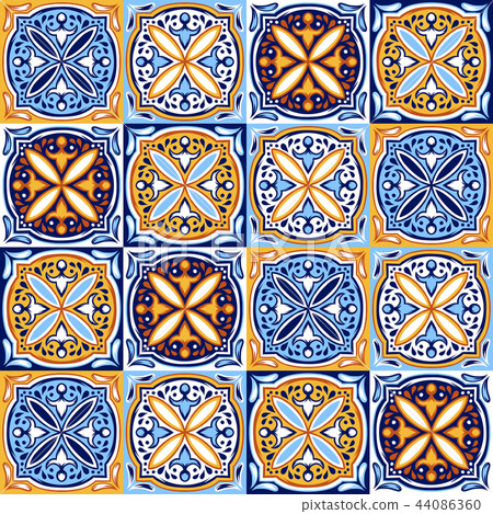 Italian ceramic tile pattern. Ethnic folk ornament. 44086360