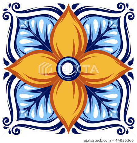 Italian ceramic tile pattern. Ethnic folk ornament. Italian ceramic tile pattern. Ethnic folk ornament. 44086366