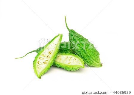 圖庫照片: bitter melon, bitter gourd on white background