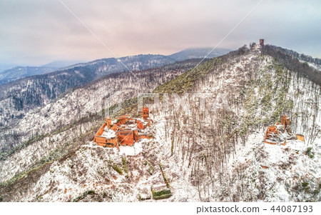Castles of Saint Ulrich, Girsberg and Haut-Ribeaupierre in the Vosges Mountains near Ribeauville Castles of Saint Ulrich, Girsberg and Haut-Ribeaupierre in the Vosges Mountains near Ribeauville 44087193