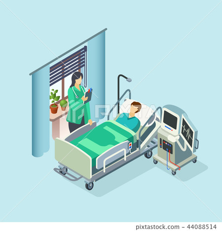 isometric hospital room, patient, doctor isometric hospital room, patient, doctor 44088514