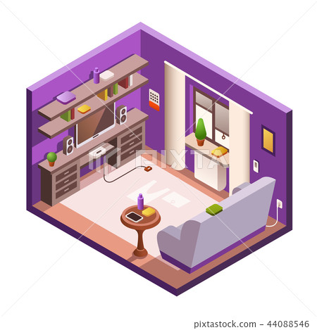 isometric living room interior background 44088546