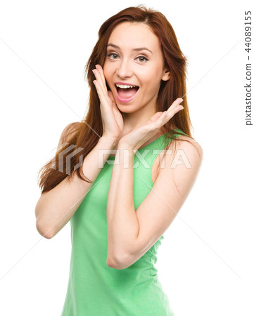 Portrait of a young surprised woman Portrait of a young surprised woman 44089155