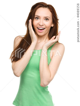 Portrait of a young surprised woman Portrait of a young surprised woman 44089158