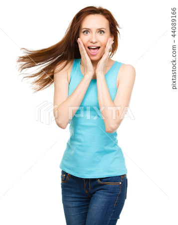 Portrait of a young surprised woman Portrait of a young surprised woman 44089166