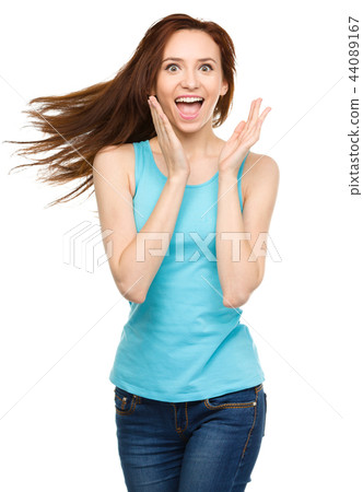 Portrait of a young surprised woman Portrait of a young surprised woman 44089167