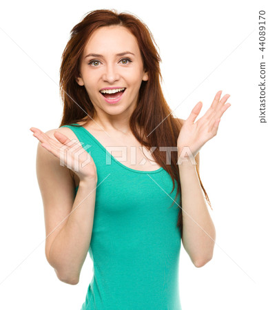 Portrait of a young surprised woman Portrait of a young surprised woman 44089170