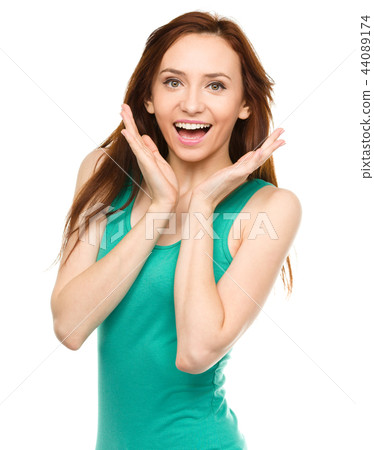 Portrait of a young surprised woman 44089174