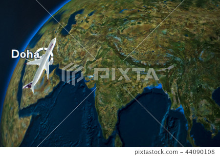 Part of world map "Europe" and airplane. Flights to Europe concept 44090108