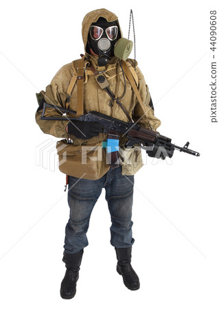 Stalker in gas mask with weapon 44090608