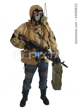 Stalker in gas mask with weapon 44090610