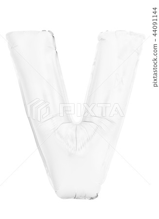 White letter V made of inflatable helium balloon isolated on white 44091144