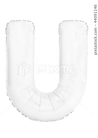 White letter U made of inflatable helium balloon isolated on white 44091146