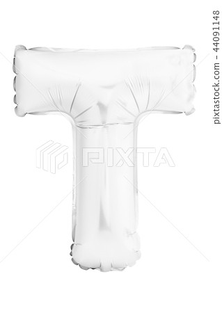 White letter T made of inflatable helium balloon isolated on white 44091148