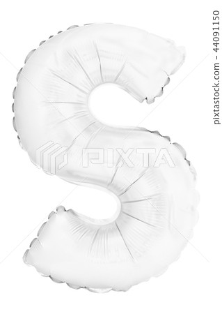 White letter S made of inflatable helium balloon isolated on white White letter S made of inflatable helium balloon isolated on white 44091150