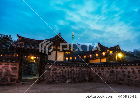 Namsangol hanok village with lanterns 44092541