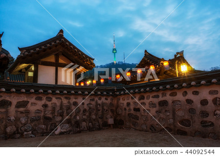 Namsangol hanok village with lanterns 44092544