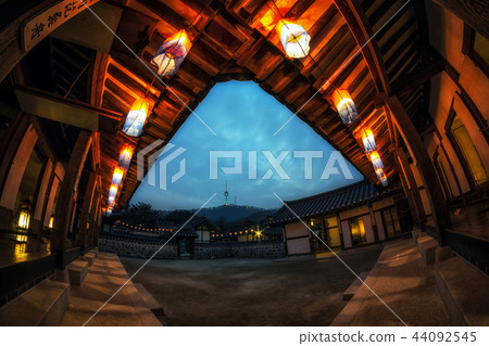 Namsangol hanok village with lanterns 44092545