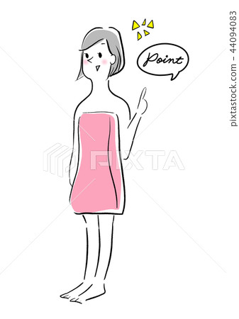 Pointing woman bath towel Pointing woman bath towel 44094083