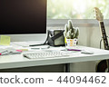 Computer desktop with keyboard and mouse on desk 44094462