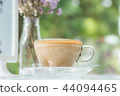 Cappuccinu coffee in clear cup on table cafe 44094465