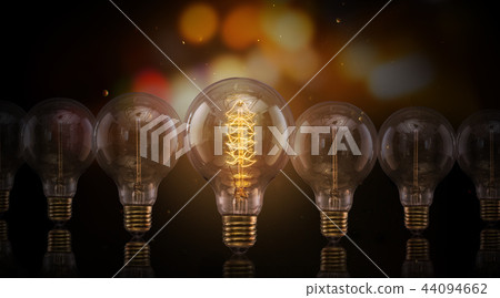 Vintage Edison light bulbs on dark background. 44094662
