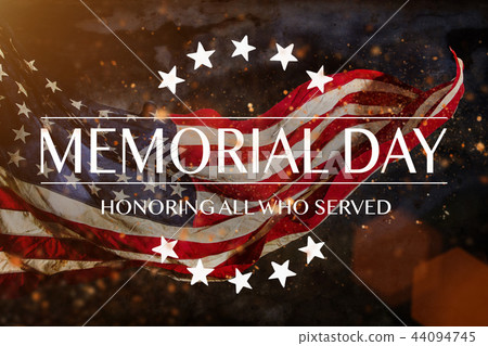 American flag with the text Memorial day. American flag with the text Memorial day. 44094745