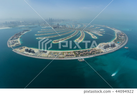 Dubai Palm artificial Island from hydroplane Dubai Palm artificial Island from hydroplane 44094922