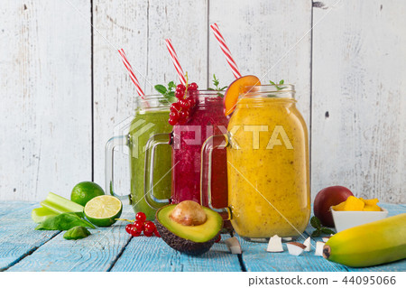 Healthy fresh smoothies with ingredients. Healthy fresh smoothies with ingredients. 44095066