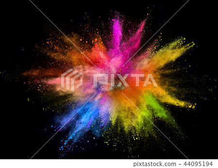 Colored powder explosion isolated on black background. 44095194