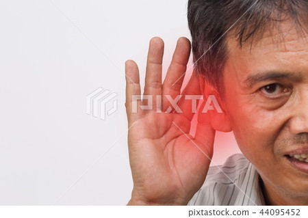 Senior man hearing loss , Hard of hearing Senior man hearing loss , Hard of hearing 44095452