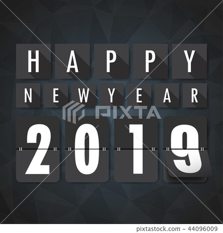 Happy new 2019 year. Greetings card. 44096009