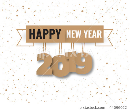 Happy new 2019 year. Greetings card. 44096022