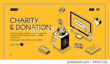 Charity donation vector isometric line halftone 44097120