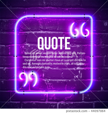 Retro neon glowing quote marks frame on the wall 44097864