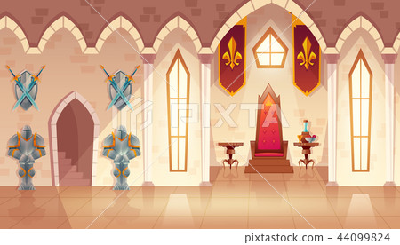 Vector castle throne hall, interior of royal ballroom Vector castle throne hall, interior of royal ballroom 44099824