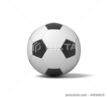 3d rendering of a single black and white leather ball for playing football or soccer. 3d rendering of a single black and white leather ball for playing football or soccer. 44099859
