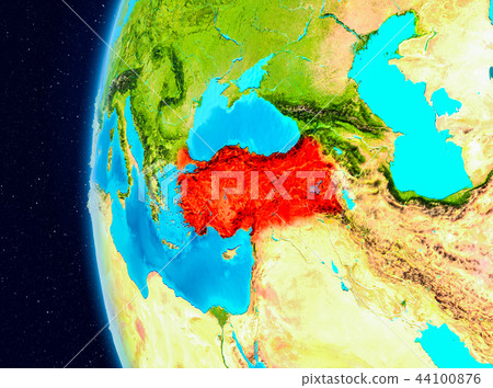 Space view of Turkey in red 44100876