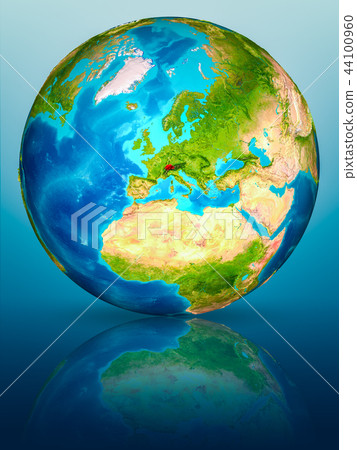 Switzerland on Earth on reflective surface 44100960
