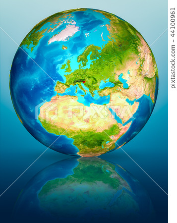 Slovenia on Earth on reflective surface 44100961