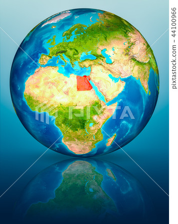 Egypt On The Globe Egypt On Earth On Reflective Surface - Stock Illustration [44100966] - Pixta