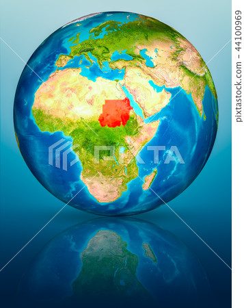 Sudan on Earth on reflective surface Sudan on Earth on reflective surface 44100969
