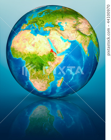 Eritrea on Earth on reflective surface Eritrea on Earth on reflective surface 44100970