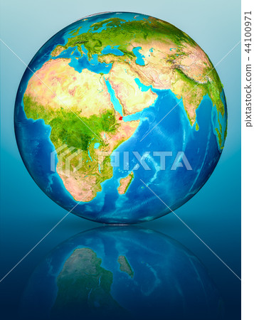 Djibouti on Earth on reflective surface Djibouti on Earth on reflective surface 44100971
