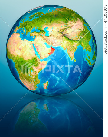 Oman on Earth on reflective surface Oman on Earth on reflective surface 44100973