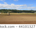 A tractor sow the field, Hokkaido 北海道耕田 44101327