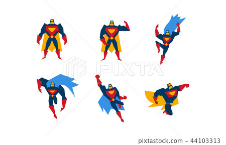 Collection of superheroes, superman character men with super powers vector Illustration on a white 44103313