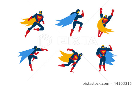 Collection of superheroes, superman character in different poses vector Illustration on a white 44103315