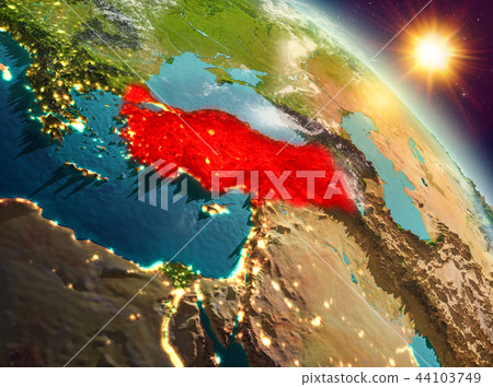 Turkey in sunrise from orbit Turkey in sunrise from orbit 44103749